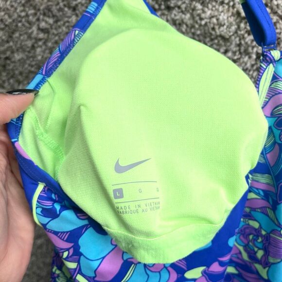 Nike Tankini Top Women’s Large Blue & Purple Floral Print Tankini Swimsuit - Picture 4 of 5
